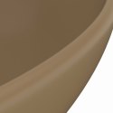 Luksusowa, owalna umywalka, kremowa matowa, 40x33 cm, ceramika