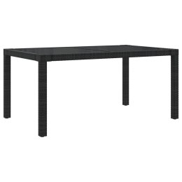 Stół ogrodowy, 150x90x75 cm, szkło i rattan PE, czarny
