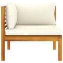 Moduł sofy narożnej z kremową poduszką, drewno akacjowe