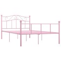 Rama łóżka, różowa, metalowa, 140 x 200 cm