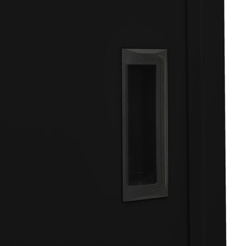 Szafa biurowa z przesuwnymi drzwiami, czarna, 90x40x180 cm