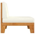 Moduł sofy środkowej, kremowe poduszki, lite drewno akacjowe