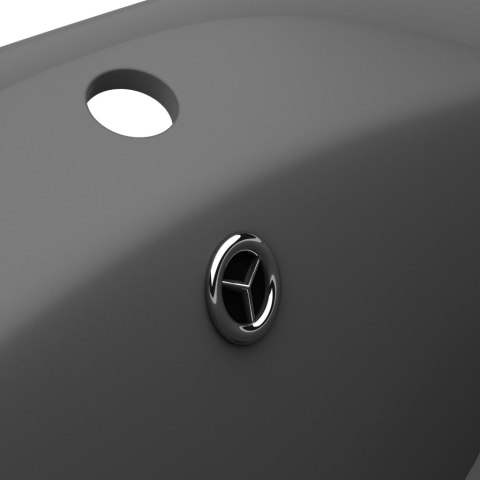 Owalna umywalka z przelewem, matowy szary, 58,5x39 cm, ceramika