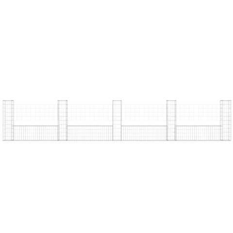 Ogrodzenie gabionowe z 5 słupkami, żelazo, 500x20x100 cm