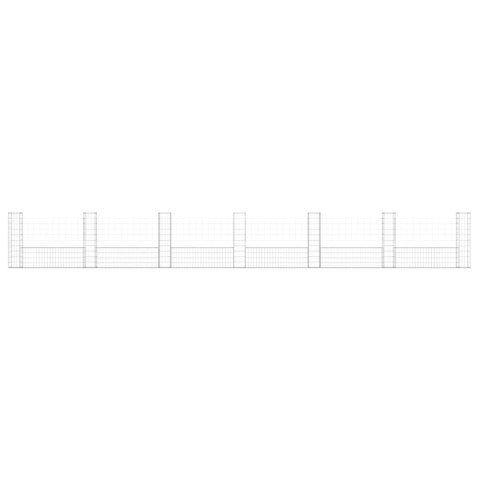 Ogrodzenie gabionowe z 7 słupkami, żelazo, 740x20x100 cm