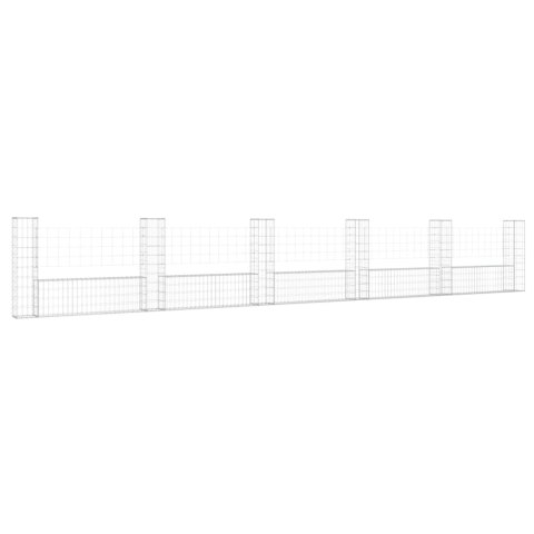 Ogrodzenie gabionowe z 6 słupkami, żelazo, 620x20x100 cm