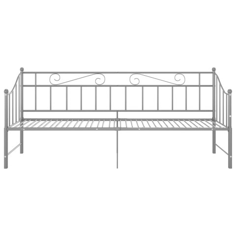 Sofa z wysuwaną ramą łóżka, szara, metalowa, 90x200 cm