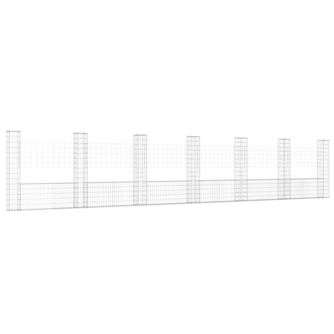 Ogrodzenie gabionowe z 7 słupkami, żelazo, 740x20x150 cm Ogrodzenie gabionowe z 7 słupkami, żelazo, 740x20x150 cm