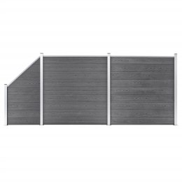 Ogrodzenie WPC, 2 panele kwadratowe, 1 skośny, 446x186cm, szare