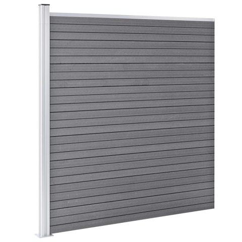 Ogrodzenie WPC, 3 panele kwadratowe, 1 skośny, 619x186cm, szare Ogrodzenie WPC, 3 panele kwadratowe, 1 skośny, 619x186cm, szare