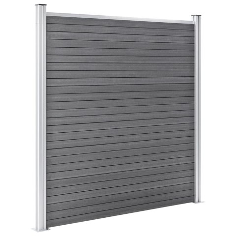 Ogrodzenie WPC, 3 panele kwadratowe, 1 skośny, 619x186cm, szare Ogrodzenie WPC, 3 panele kwadratowe, 1 skośny, 619x186cm, szare