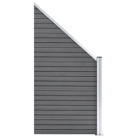 Ogrodzenie WPC, 3 panele kwadratowe, 1 skośny, 619x186cm, szare Ogrodzenie WPC, 3 panele kwadratowe, 1 skośny, 619x186cm, szare