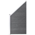Ogrodzenie WPC, 3 panele kwadratowe, 1 skośny, 619x186cm, szare