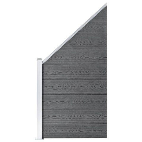 Ogrodzenie WPC, 3 panele kwadratowe, 1 skośny, 619x186cm, szare Ogrodzenie WPC, 3 panele kwadratowe, 1 skośny, 619x186cm, szare
