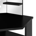 Toaletka narożna z lampkami LED, czarna, 111 x 54 x 141,5 cm