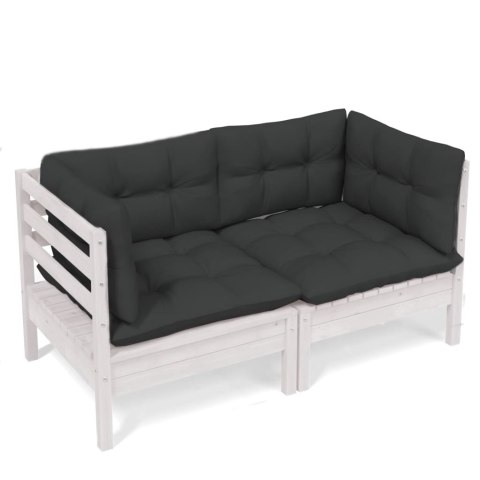 2-osobowa sofa ogrodowa z antracytowymi poduszkami, sosnowa 2-osobowa sofa ogrodowa z antracytowymi poduszkami, sosnowa