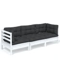 3-osobowa sofa ogrodowa z antracytowymi poduszkami, sosnowa