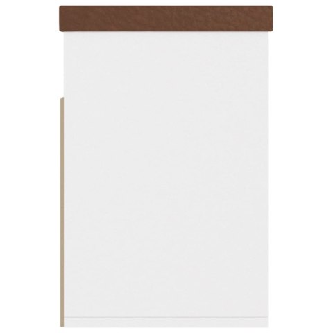 Ławka na buty z poduszką, biała, 80x30x47 cm, płyta wiórowa