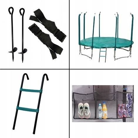 Trampolina Ogrodowa Jumpi 374cm/12FT Maxy Comfort Plus Pomarańczowa Z Wewnętrzną Siatką