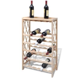 Drewniany stojak na 25 butelek wina, lite drewno jodłowe