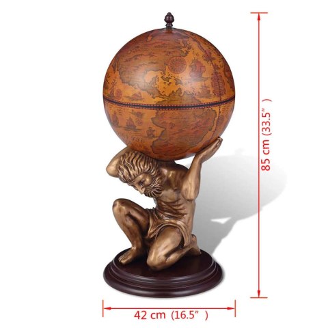 Globobar ze wspornikiem w formie Atlasa, 42 x 42 x 85 cm, Globobar ze wspornikiem w formie Atlasa, 42 x 42 x 85 cm,