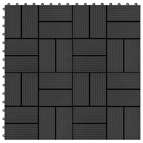 Płytki tarasowe, 22 szt., 30 x 30 cm, 2 m², WPC, czarne