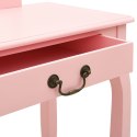 Toaletka ze stołkiem, różowa, 65x36x128 cm, drewno paulowni MDF