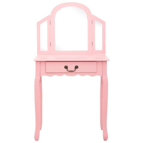 Toaletka ze stołkiem, różowa, 65x36x128cm, drewno paulowni, MDF