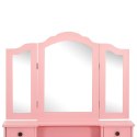 Toaletka ze stołkiem, różowa, 80x69x141 cm, drewno paulowni