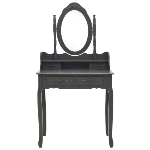 Toaletka ze stołkiem, szara, 75x69x140 cm, drewno paulowni