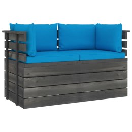 Ogrodowa sofa 2-osobowa z palet, z poduszkami, drewno sosnowe