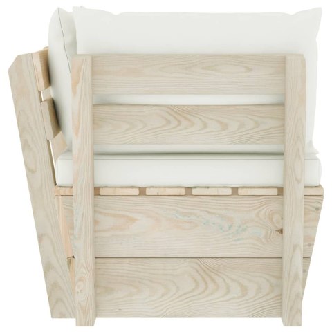 Ogrodowa sofa narożna z palet z poduszkami, impregnowany świerk