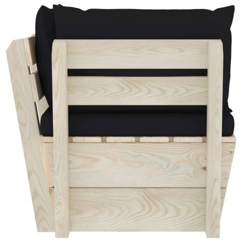 Ogrodowa sofa narożna z palet z poduszkami, impregnowany świerk