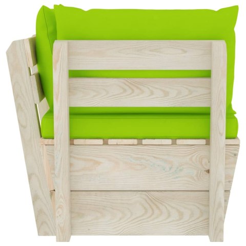 Ogrodowa sofa narożna z palet z poduszkami, impregnowany świerk