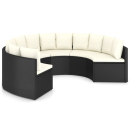 6-częściowa sofa ogrodowa z poduszkami, rattan PE, czarna