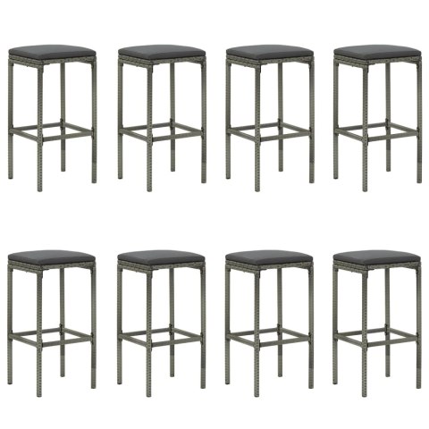 9-cz. zestaw barowy do ogrodu, z poduszkami, rattan PE, szary