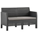 2-osobowa sofa ogrodowa z poduszkami, antracytowa, rattan PP