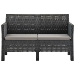 2-osobowa sofa ogrodowa z poduszkami, antracytowa, rattan PP