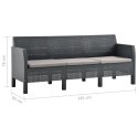 3-osobowa sofa ogrodowa z poduszkami, antracytowa, rattan PP