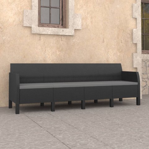 4-osobowa sofa ogrodowa z poduszkami, antracytowa, rattan PP