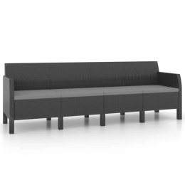 4-osobowa sofa ogrodowa z poduszkami, antracytowa, rattan PP