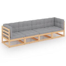 4-osobowa sofa ogrodowa z poduszkami, lite drewno sosnowe