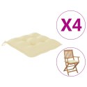 Poduszki na krzesła, 4 szt., kremowe, 40x40x7 cm, tkanina