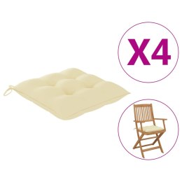 Poduszki na krzesła, 4 szt., kremowe, 40x40x7 cm, tkanina