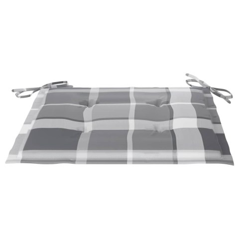 Poduszki na krzesła ogrodowe, 4 szt., szara krata, 50x50x4 cm