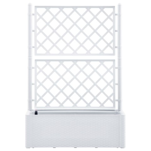 Podwyższona donica z treliażem i systemem podlewania, biała