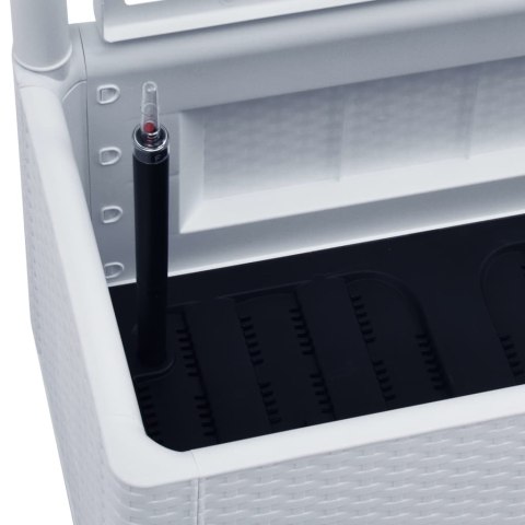 Podwyższona donica z treliażem i systemem podlewania, biała