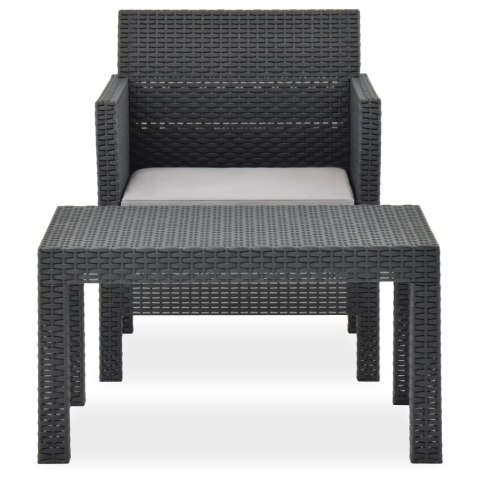 2-cz. zestaw wypoczynkowy, poduszki, rattan PP, antracyt 2-cz. zestaw wypoczynkowy, poduszki, rattan PP, antracyt