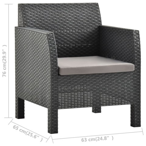 2-cz. zestaw wypoczynkowy, poduszki, rattan PP, antracyt 2-cz. zestaw wypoczynkowy, poduszki, rattan PP, antracyt