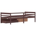 Rama łóżka z szufladami i szafką, ciemny brąz, sosna, 90x200 cm